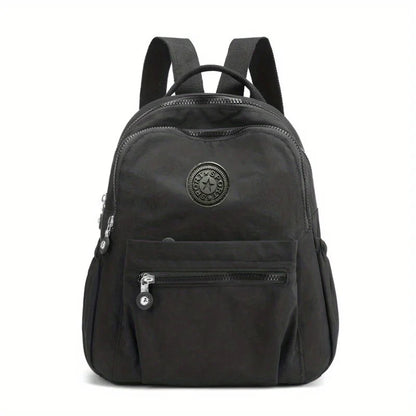 Solid Color Nylon Backpack - Lightweight, Fashion Daypack for Work and Travel, Luggage-Hangable School Bag