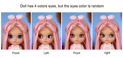 ICY DBS Blyth Doll – 1/6 BJD Joint Body, 30cm Brown Skin Matte Face with Bow, Cute Anime Girl Gift