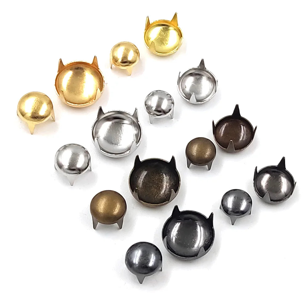 100pcs Round Dome Rivets Spike Studs 2.5-16mm – Punk Rock DIY Leather Craft for Shoes, Clothing & Bags