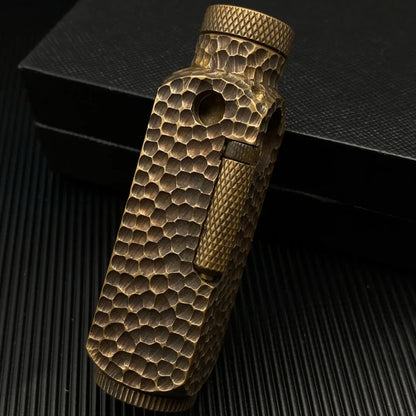 Handmade Brass Carved Trench Kerosene Lighter – Vintage Flamidor Gasoline Lighter, Heavy Men's Smoking Gift Collection