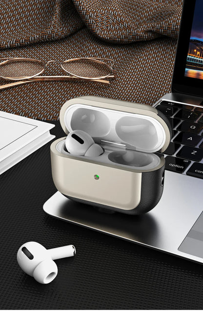 Luxury Leather Pattern Earphone Case for AirPods Pro 2/3/4 – Shockproof ANC Cover with Lanyard