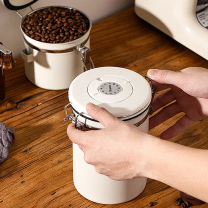 Stainless Steel Vacuum-Sealed Coffee Beans Jug – Airtight Portable Grain Storage Container for Kitchen