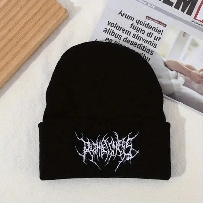 Winter Knitted Beanie Hat for Men & Women – Gothic Punk Street Style Skull Cap, 100% Acrylic Warm Fashion Beanies
