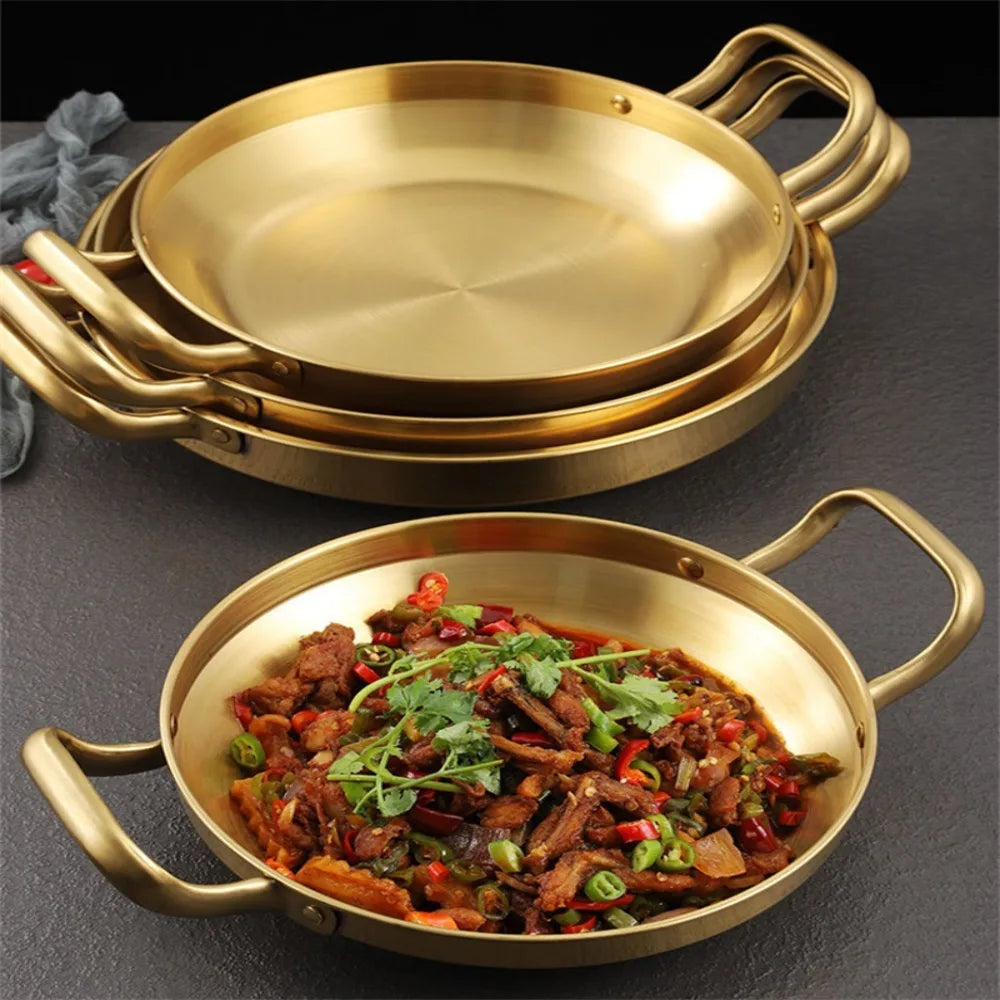 Stainless Steel Saucepan & Dry Pot – Paella Pan with Handle for Home Cooking, Seafood, Rice & Picnic Use