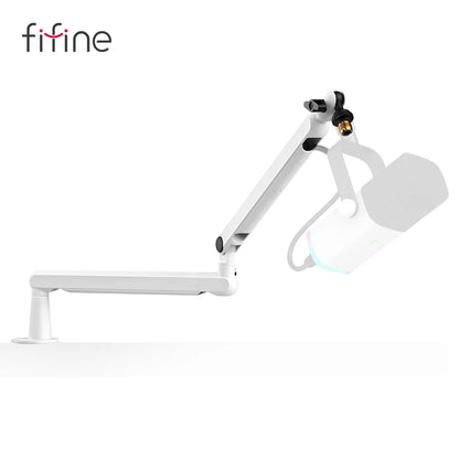 FIFINE Adjustable Low-Profile Desk Microphone Arm Stand – Suspension Boom with Cable Management for K688, Ampligame & AM8-BM88