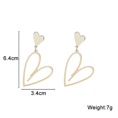 2024 Trendy Heart Dangle Earrings — Double-Layer Love Pendants for Women, Bohemian Hanging Ear Jewelry