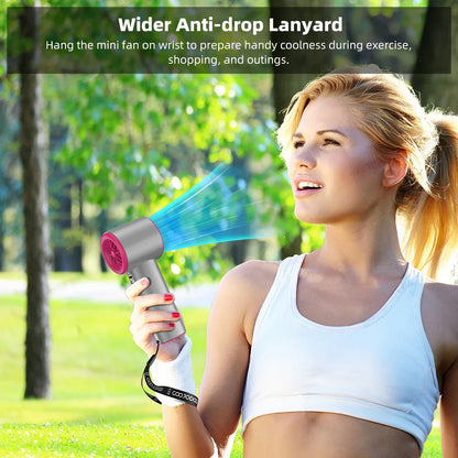 Mini Rechargeable Handheld Fan — Strong Wind with 100-Speed Digital Display