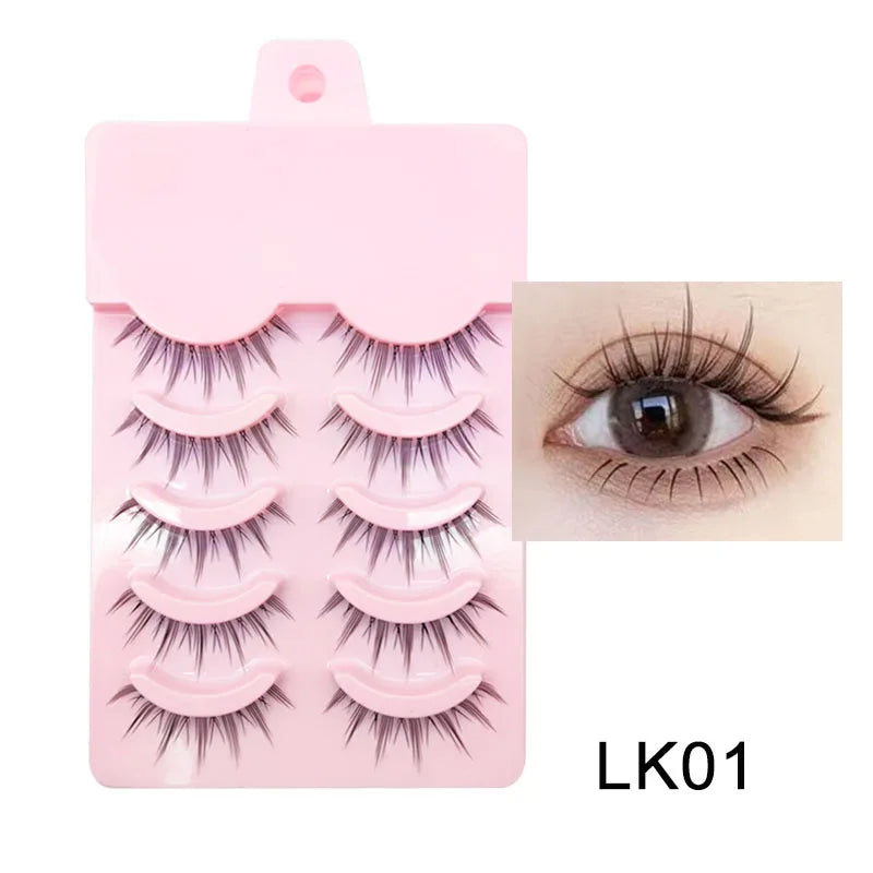 Manga Style Soft Natural False Eyelashes Wispy Thick Daily Wear Makeup Lashes