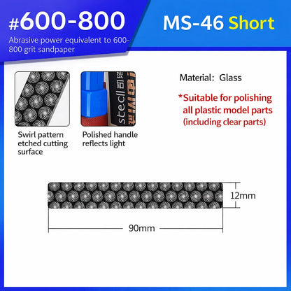 Stedi MS-46 Glass File Grinding Tool – Washable Durable Model Polisher for Military Kits, Optional #320–#1000 Mesh