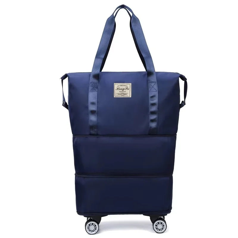Oxford Cloth Large Capacity Travel Bag with Detachable Wheels – Dry Wet Separation Business Luggage Storage Bag