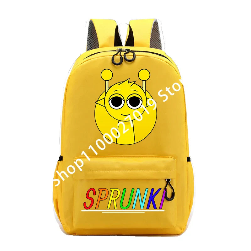 Sprunkis Cartoon Anime Backpack for Boys & Girls – Breathable, Wear-Resistant Canvas Schoolbag for Kids