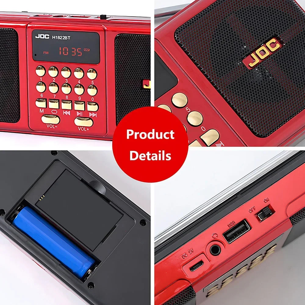 Portable Bluetooth FM Radio Speaker — Wireless Stereo with USB, TF Card & Rechargeable Battery