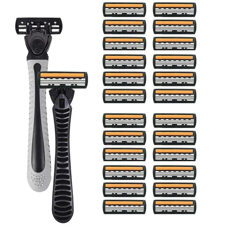 Premium 3-Layer Stainless Steel Safety Razor – Replaceable Blades for Smooth Shaving Men & Women