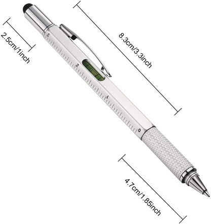 7-in-1 Multifunctional Pen - Touch Screen Stylus, Screwdriver, Ruler, Level Gauge, Refillable Ballpoint & Pencil Tool