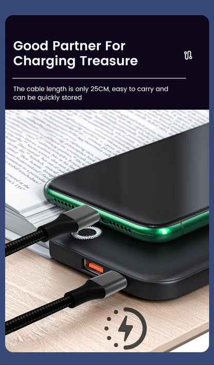 30cm USB-C to USB-C Fast Charging Cable – Compatible with iPhone 15, Xiaomi, Samsung, Huawei & Power Banks