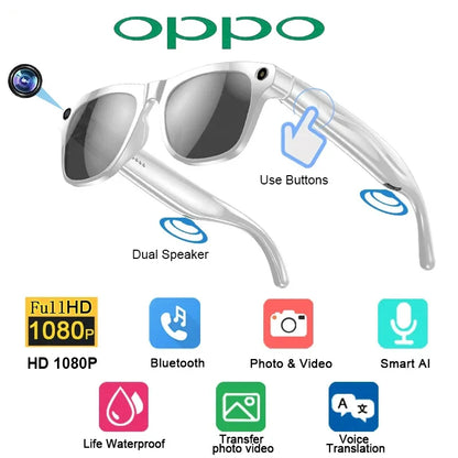 OPPO AI Smart Glasses — Ultra-Clear Camera, Touch Control, Bluetooth Calling, Video & Music Player Sport Sunglasses