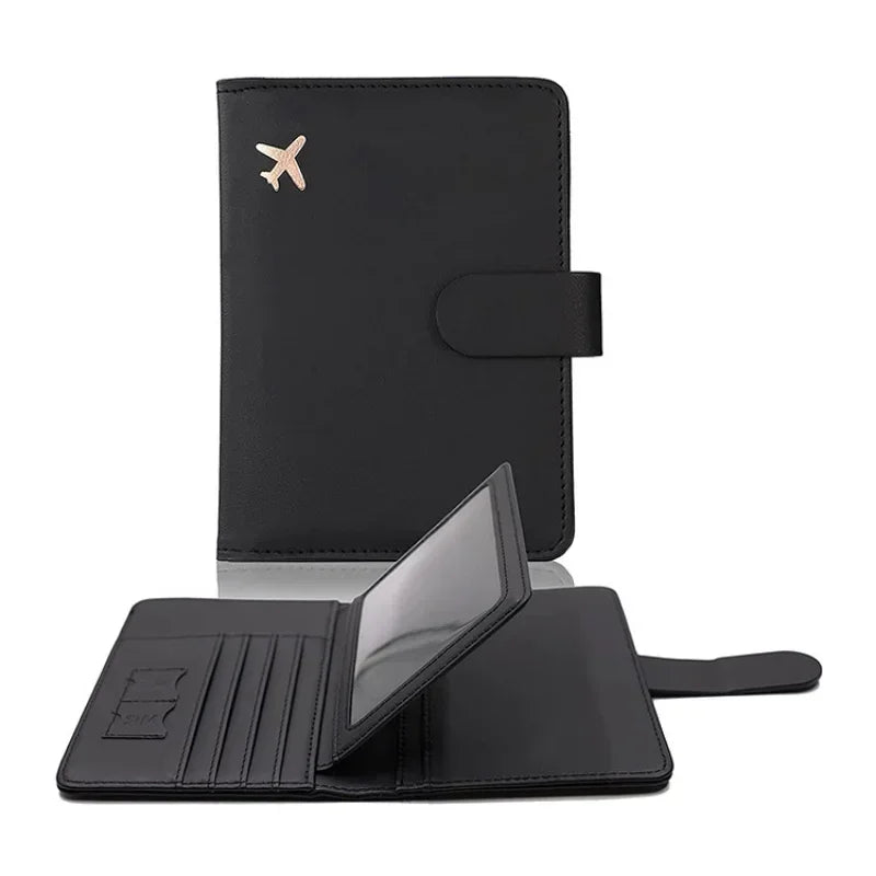 PU Leather Travel Passport Holder: Man Women Passport Cover with Credit Card Holder - Wallet Protector Case