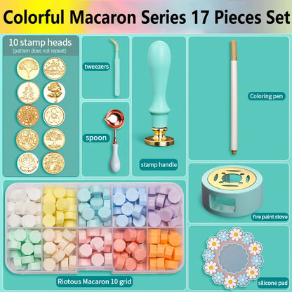 Wax Seal Stamp Kit with Storage Box & Furnace - Craft Supplies for Christmas & Wedding Invitation Decoration