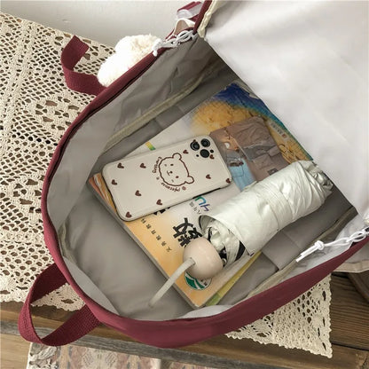 Cute and Functional: Kawaii Women's Waterproof Backpack - School Bag for Teenage Girls, Bookbag Laptop Rucksack, Female Travel Mochila