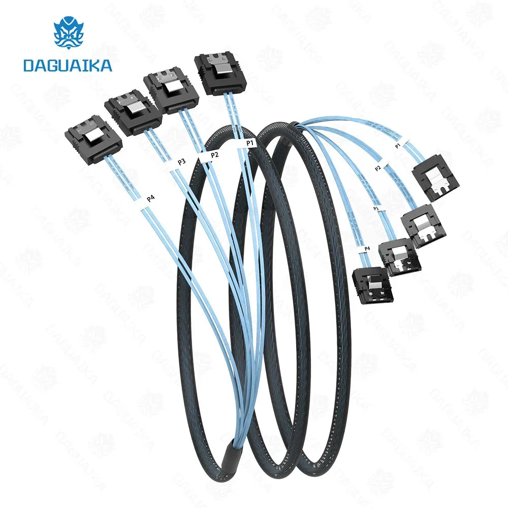SATA to SATA 7-Pin Cable Set 4/6/8 Pcs – 6Gbps HDD Splitter SAS Cable for Server, 6 Ports/Set