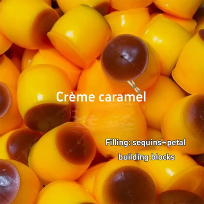 Pudding Squeeze Ball - Caramel Crunchy Handmade Squishy Fidget Toy for Stress Relief