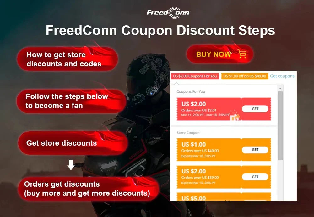 FreedConn Bluetooth Motorcycle Intercom Helmet Headset - Wireless Motorbike Interphone with LCD Screen & FM Earphone