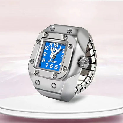 Kiss Jewelry Digital Quartz Finger Watch Ring – Mini Elastic Punk Style Clock Ring for Women, Men & Couple Teens Accessory