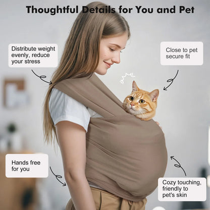 Pawaboo Pet Sling Carrier - Hands-Free Soft Cotton Front Facing Bag for Small Dogs & Cats