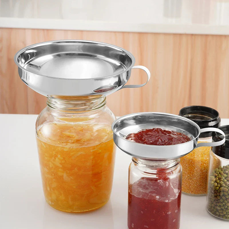 Popular Stainless Steel Wide Mouth Canning Funnel - 2 Sizes, Salad Dressing and Liquid Hopper Filter for Kitchen Tools