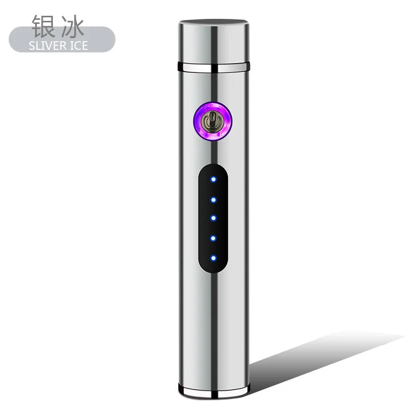 USB Rechargeable Cylindrical Dual Arc Plasma Lighter – Portable Metal Cigarette Lighter