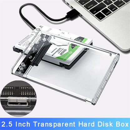 USB 3.0 2.5 Inch HDD Enclosure - SATA SSD Hard Drive Case with 5Gbps Transfer Speed, External Housing with Cable