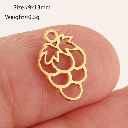5pcs Stainless Steel Fruit Charms – Strawberry, Cherry, Pineapple & Watermelon Pendants for DIY Bracelets & Necklace Jewelry Making