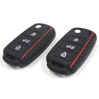 Silicone Car Key Fob Case Cover - For Volkswagen Sagitar, Polo, Golf, Bora, Tiguan, Touareg, Phaeton, SEAT, Skoda