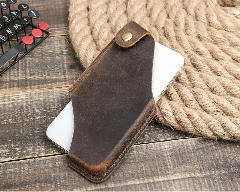 Men’s Leather Waist Bag – Phone Holster Pouch Wallet for 6.7" Smartphones