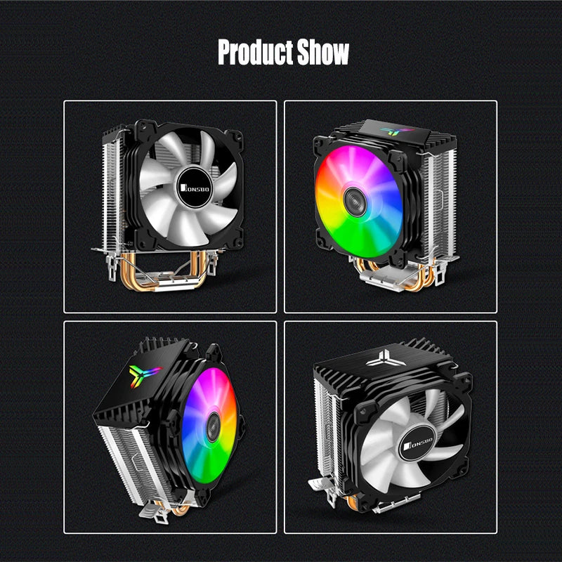 Jonsbo CR1200 RGB CPU Cooler — 2 Heat Pipe Tower with 9cm Colorful Fan for Intel LGA115X/775 & AMD AM4