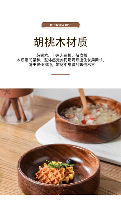 Walnut Wooden Boat Bowl – Vintage Solid Wood Salad & Fruit Bowl for Home Kitchen Storage