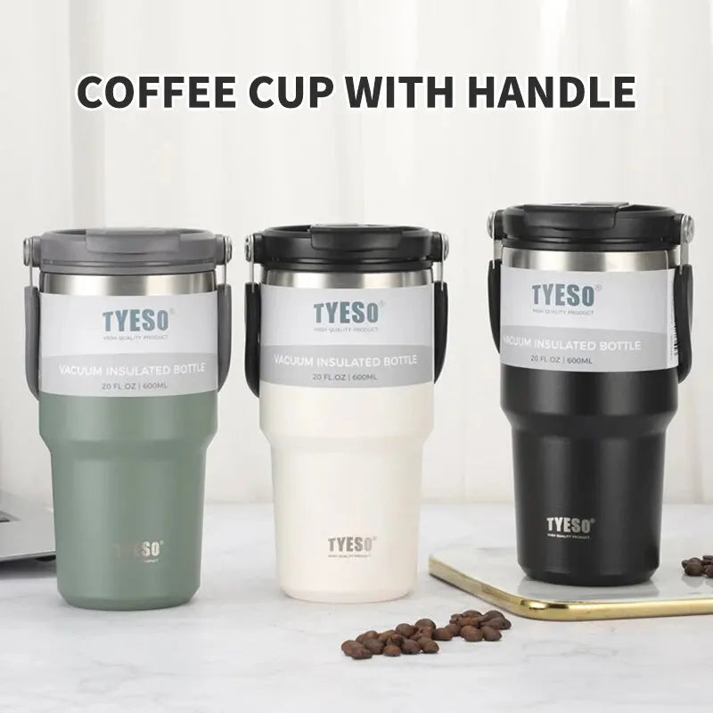 Tyeso Double-Layer Insulated Coffee Cup – Portable Stainless Steel Ice Cream Cup with Cold Insulation & Large Capacity