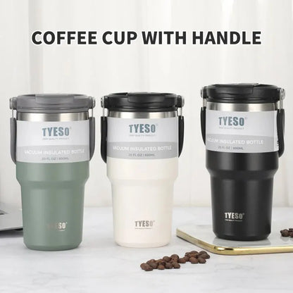 Tyeso Double-Layer Insulated Coffee Cup – Portable Stainless Steel Ice Cream Cup with Cold Insulation & Large Capacity