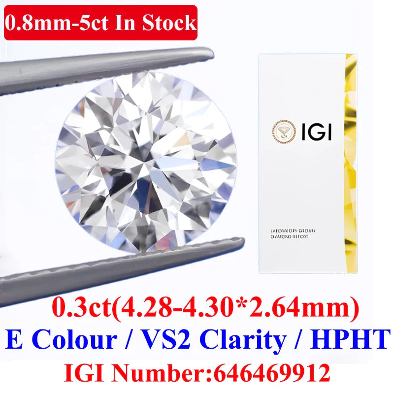 0.1–5CT Super White Lab-Grown Diamond Loose — IGI/GIA Certified, HPHT & CVD, DEFG VVS-SI, Diamond Tester Approved for Wedding Jewelry