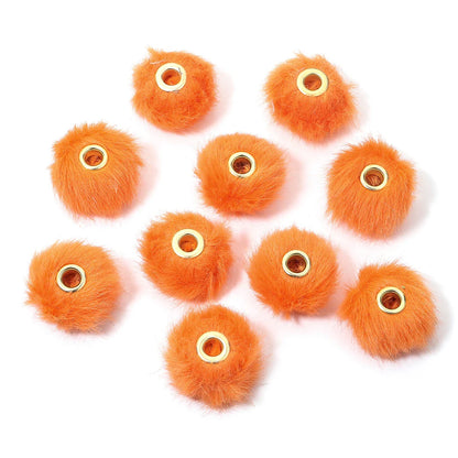 10pcs Plush Fur Ball Beads – Multicolor Pompom Spacer Beads for DIY Jewelry, Earrings & Bracelets