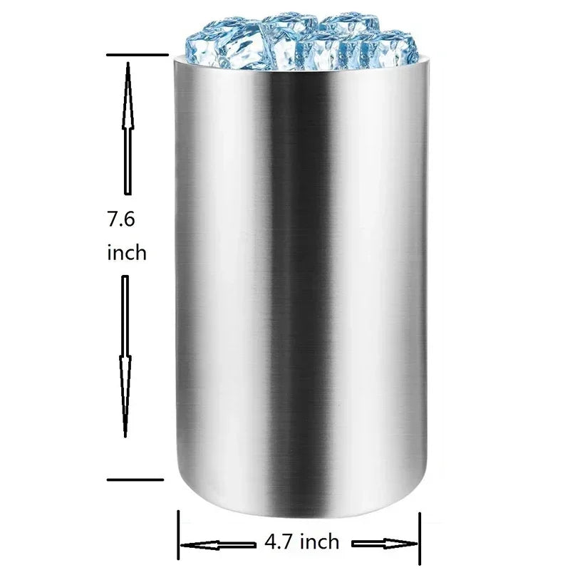 UPORS Stainless Steel Wine Cooler Bucket – Double Wall Bottle Holder for Champagne, Beer & Ice, Bar Chiller Tool