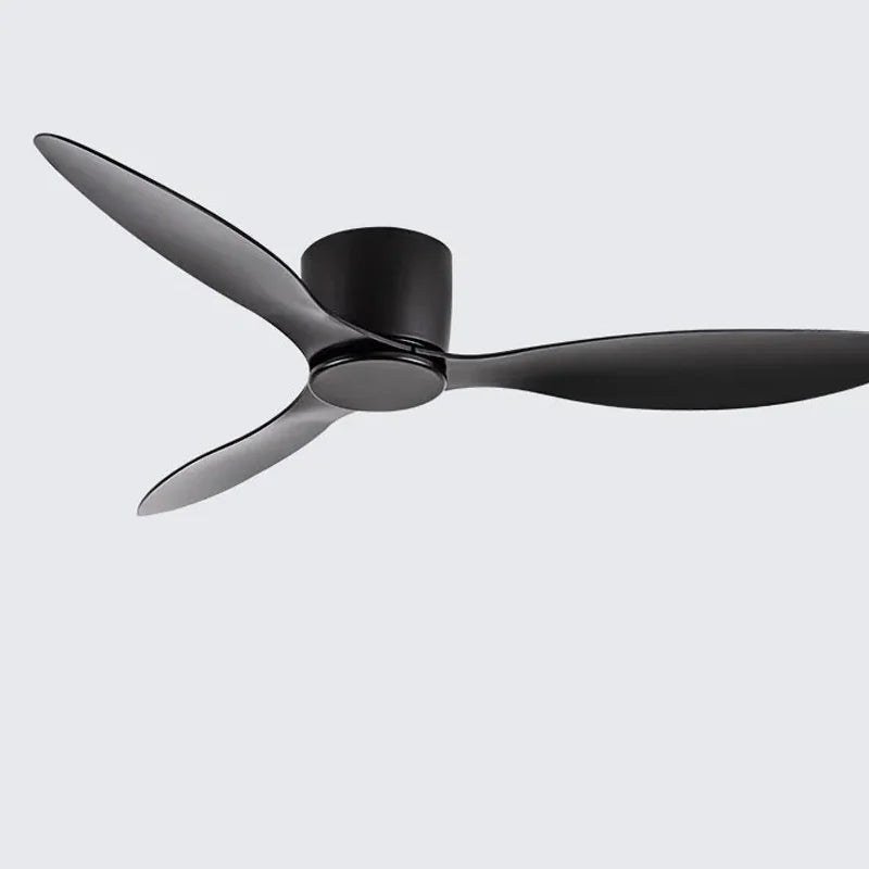 42-52 Inch Ceiling Fans with DC Motor — Remote Control Low Floor Cooling Fans, No Light, White Wood & Black Options