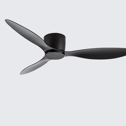 42-52 Inch Ceiling Fans with DC Motor — Remote Control Low Floor Cooling Fans, No Light, White Wood & Black Options