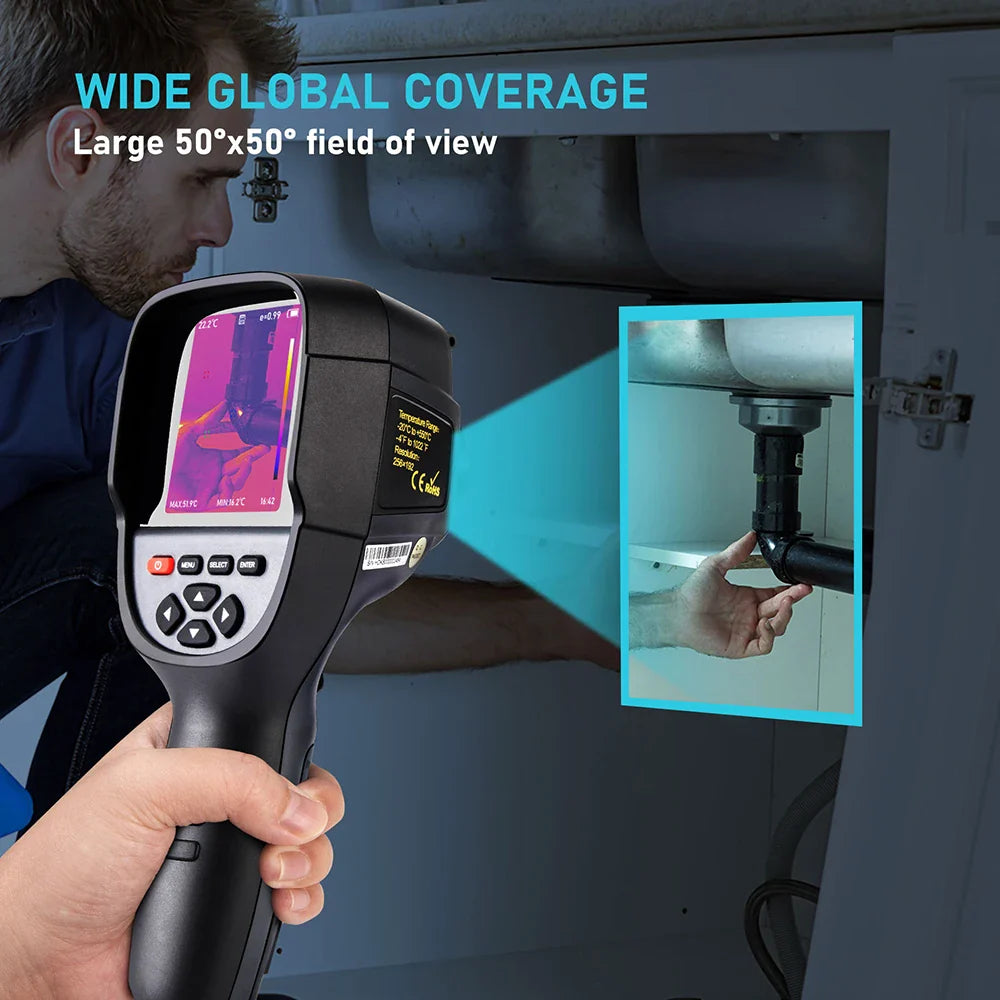 GW256 2024 Thermal Imaging Camera – Handheld Infrared Imager for Water Pipe Leaks & Electrical Power, 256x192 Resolution