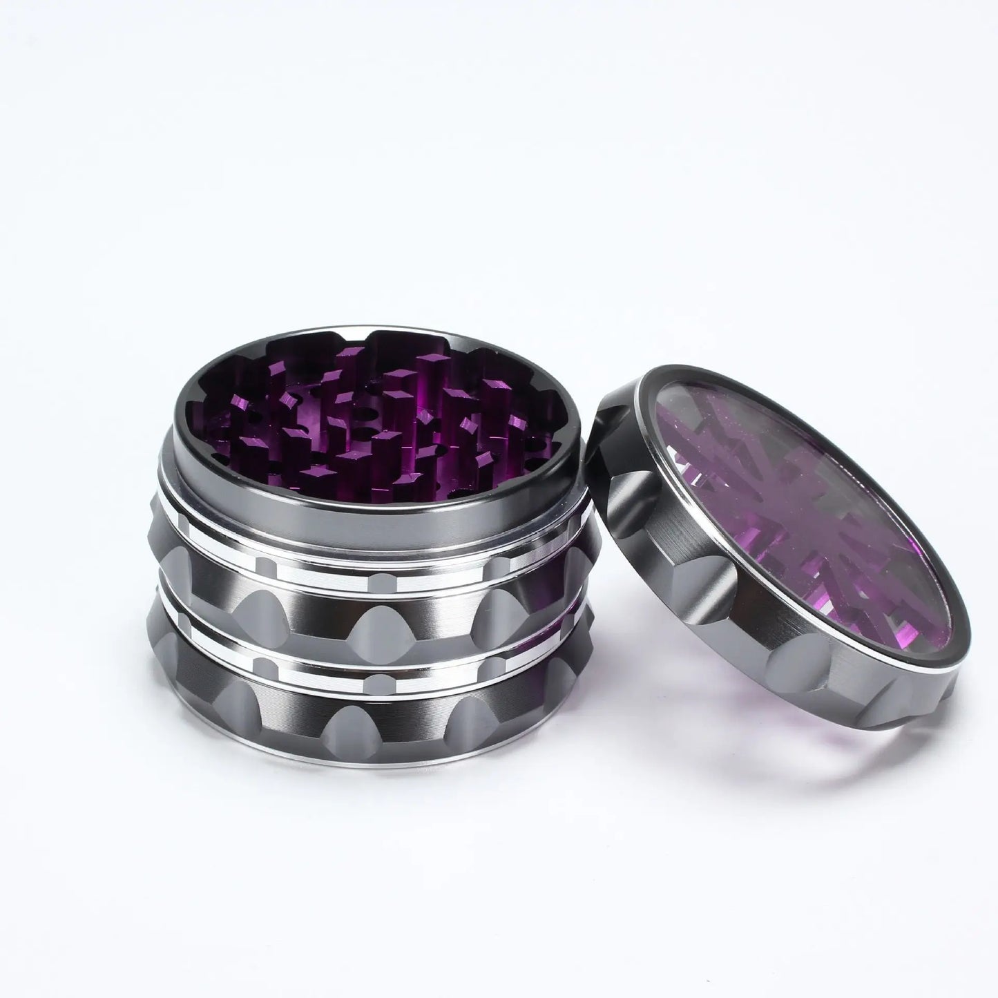 63mm 4-Layer Herb Grinder — Aluminum Alloy Spice Cutter with Lightning-Shaped Transparent Design