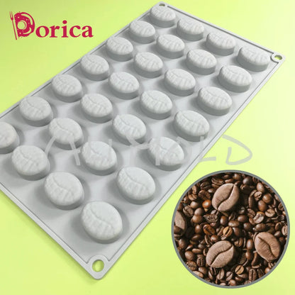 28-Hole Coffee Bean Silicone Mold – DIY Chocolate, Pudding, Soap, Candle, and Cake Decoration Bakeware
