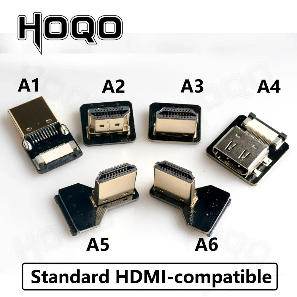 Ribbon FPV HDMI-Compatible Connector – Flexible Flat Cable for Raspberry Pi 4, Micro HDMI to HDMI/Mini HDMI Female 90° FFC 20pin