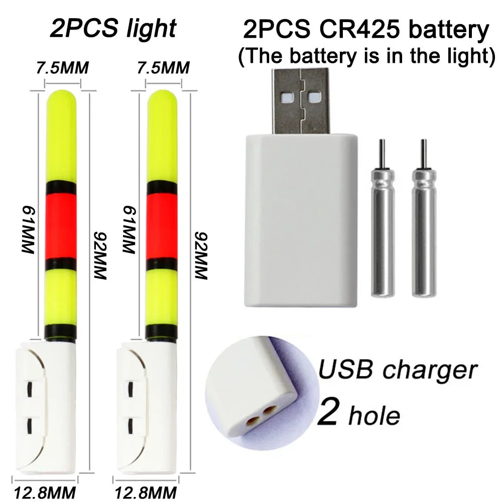 Fishing Electronic Rod Stick Flash Light with CR425 3.6V Lithium Battery – Waterproof LED Luminous Night Fishing Tackle with USB Rechargeable Light Stick Rod Accessory