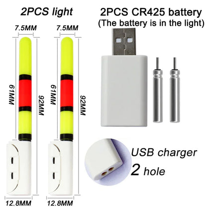 Fishing Electronic Rod Stick Flash Light with CR425 3.6V Lithium Battery – Waterproof LED Luminous Night Fishing Tackle with USB Rechargeable Light Stick Rod Accessory