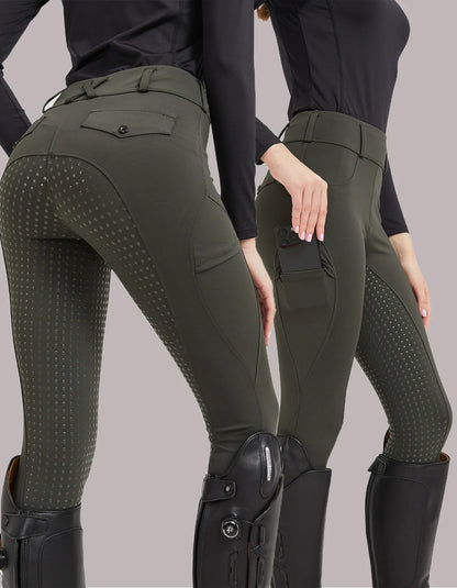 Women's Equestrian Riding Pants - Silicone Grip Quick-Dry Stretch Sports Trousers